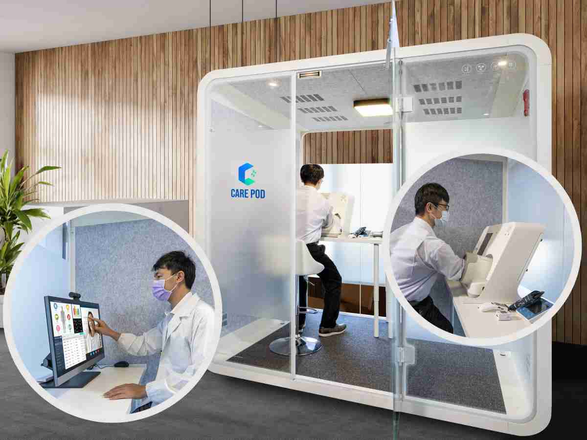 达擎于医疗科技展中展出＂远距诊疗舱＂，，，，以因应医疗数字化及社会高龄化趋势下、、复诊及慢性病患等族群对于远距看诊需求逐渐升高所推出的创新整合方案。。。多功能合一、、高隐私性的远距诊疗舱可根据病患端与医师端的不同需求，，，提供弹性化及客制化功能，，，，节省医生和病患的精力及时间